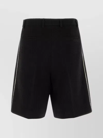 Gucci Boucle Bermuda Shorts Back Pockets In Black