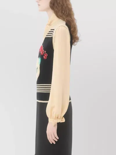 Valentino Cat Motif Wool Sleeveless Vest In Blue