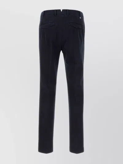 Pt Torino Stretch Cotton Trousers With Pockets And Loops In Blue