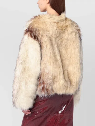 Halfboy Short Textured Faux Fur Coat In Multi