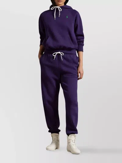 Polo Ralph Lauren Cozy Fleece Hoodie Drawstring Style In Purple