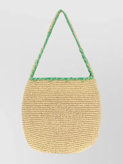 Marni Medium Curved Straw Tote Bag In Neutral