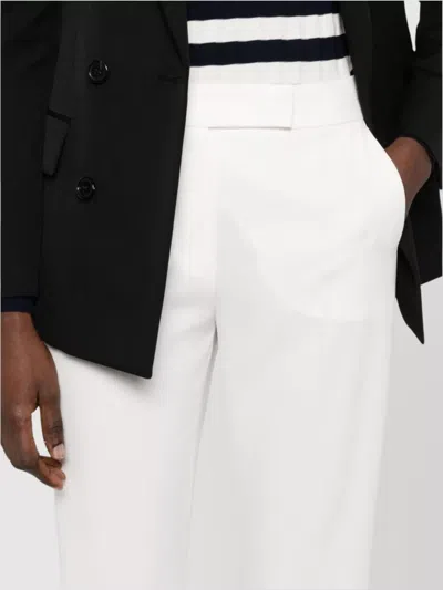 Max Mara Tailored White Vincita Trousers With Polished Finish In White