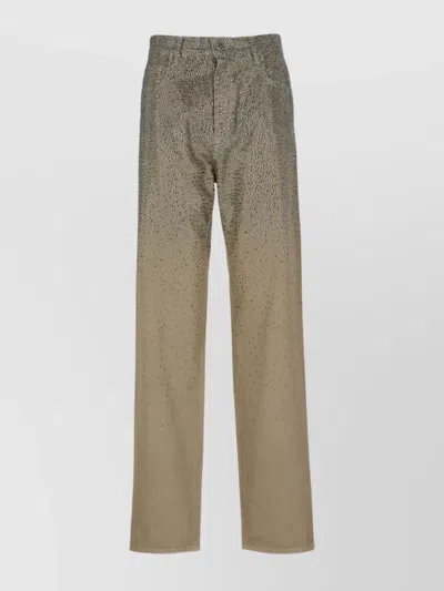 Golden Goose Straight-leg Pants With Gradient Crystal Embellishment In Nude