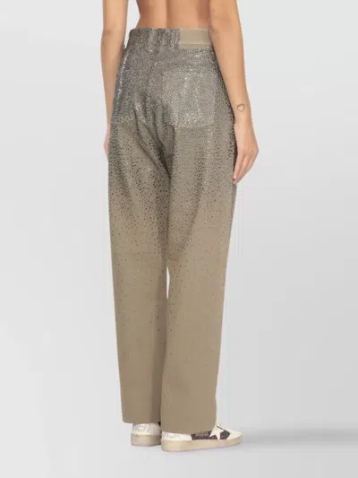 Golden Goose Straight-leg Pants With Gradient Crystal Embellishment In Nude