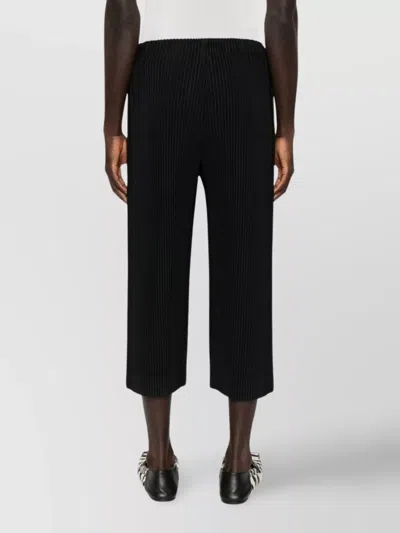 Issey Miyake Straight-leg Trousers With Pleated Texture And Elasticated Waistband In Black