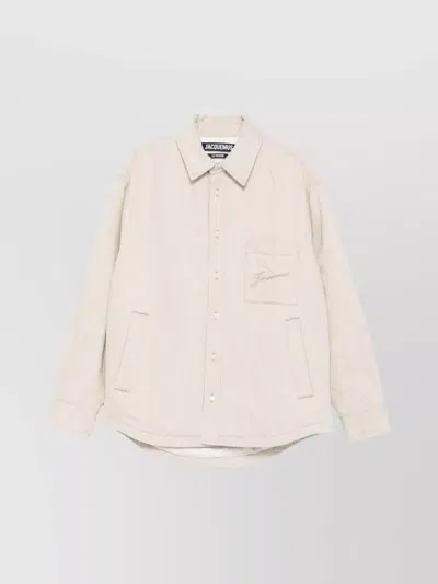 Jacquemus Button-down Shirt Curved Hemline Long Sleeves In Neutral