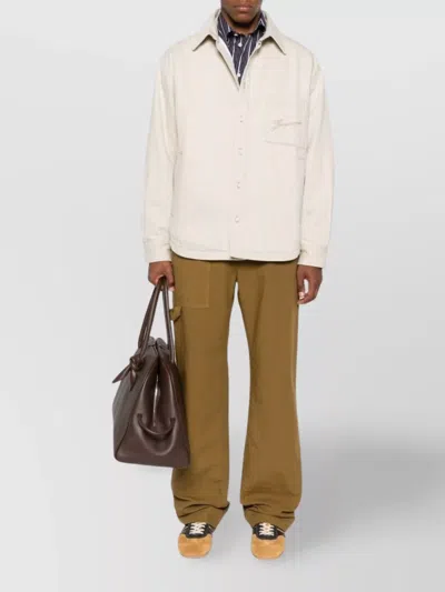 Jacquemus Button-down Shirt Curved Hemline Long Sleeves In Neutral