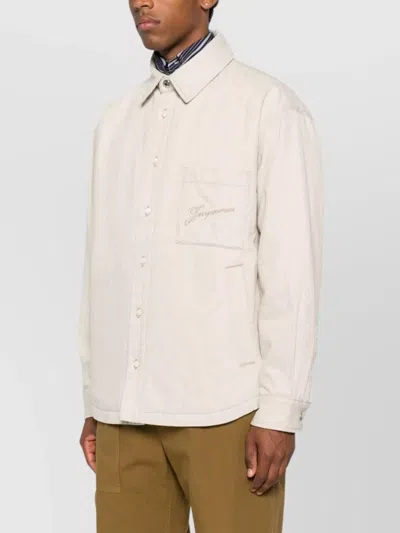 Jacquemus Button-down Shirt Curved Hemline Long Sleeves In Neutral