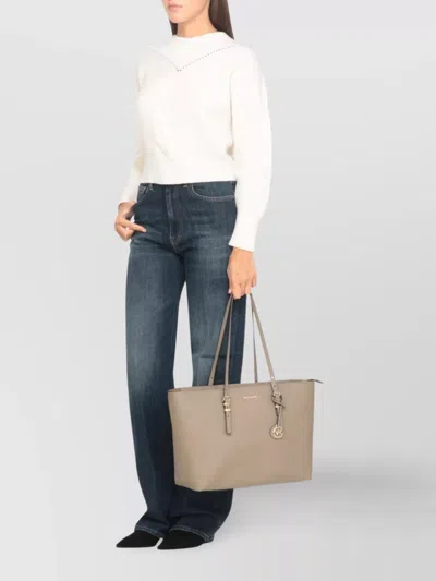 Michael Michael Kors Structured Leather Shoulder Bag And Handles In Gray