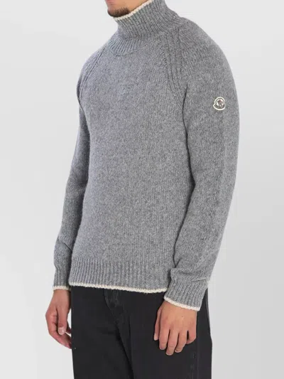 Moncler Turtleneck Sweater In Wool And Alpaca In Gray