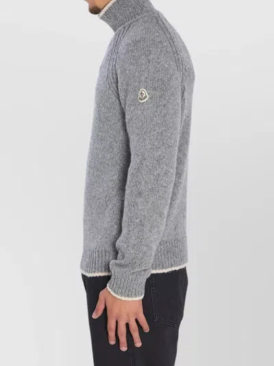 Moncler Turtleneck Sweater In Wool And Alpaca In Gray