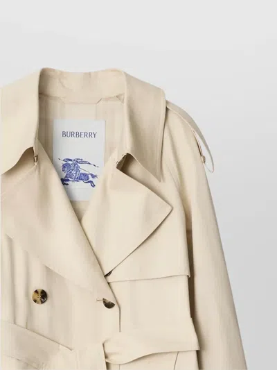 Burberry Light Beige Cotton Fitzrovia Trench Coat Women In Neutral