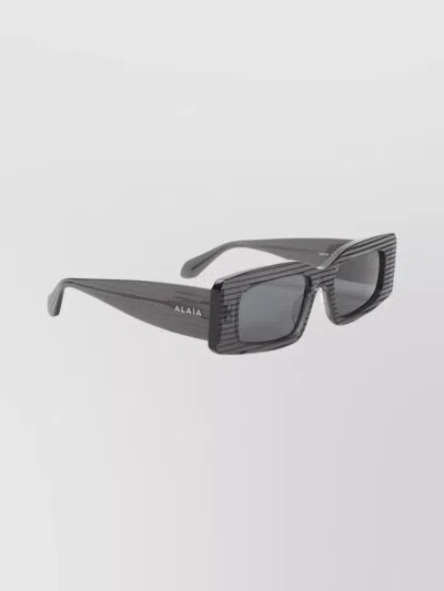 Alaïa Rectangular Frame Sunglasses Striped Pattern In Gray