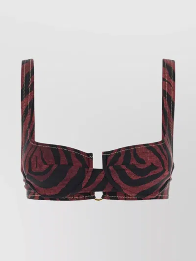 Reina Olga Printed Stretch Nylon Brigitte Bikini Top In Black