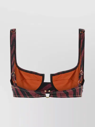 Reina Olga Printed Stretch Nylon Brigitte Bikini Top In Black