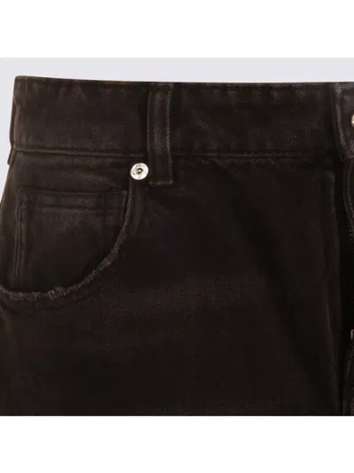 Blumarine Jeans Dalla Gamba Ampia In Denim Nero Donna In Black