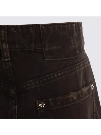 Blumarine Jeans Dalla Gamba Ampia In Denim Nero Donna In Black