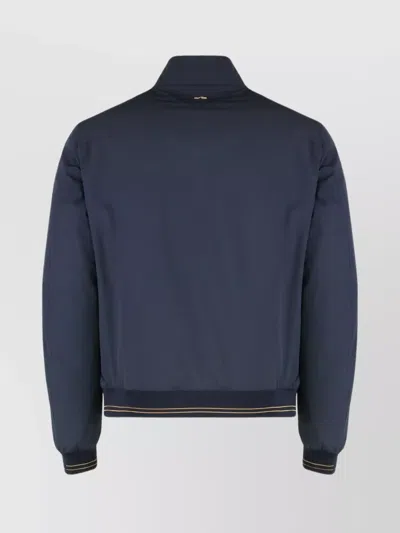 Paul & Shark Waterproof Jacket With High Collar And Pockets In Blue