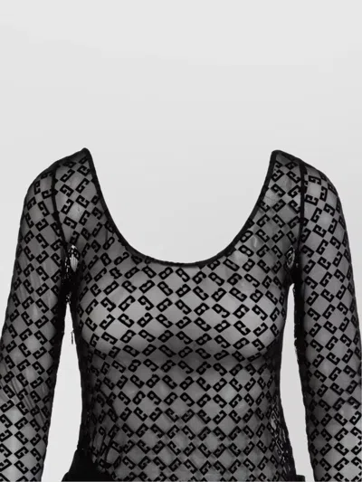 Givenchy Draped Dress In Jersey And Monogram 72 Tulle In Black