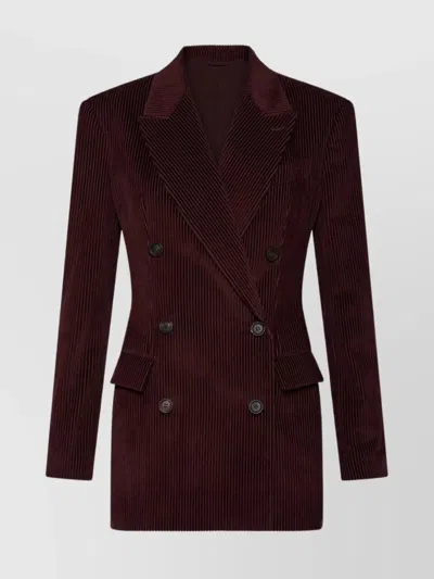 Brunello Cucinelli Oversized Double-breasted Cotton-corduroy Blazer In Burgundy