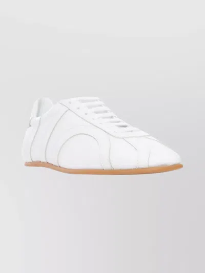 Totême Canvas Low-top Sneakers With Leather Profiles In White