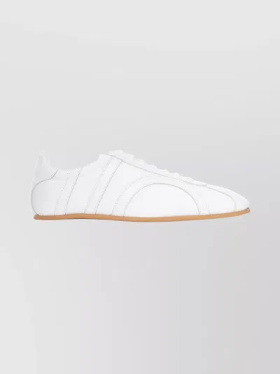 Totême Canvas Low-top Sneakers With Leather Profiles In White