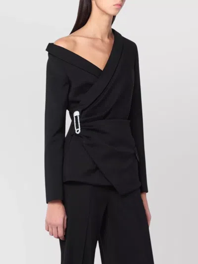 Giuseppe Di Morabito Asymmetrical Jacket Featuring Brooch Detail In Brown