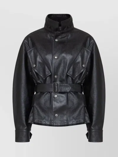 Maison Margiela Womens Black Belted Regular-fit Coated-cotton Jacket