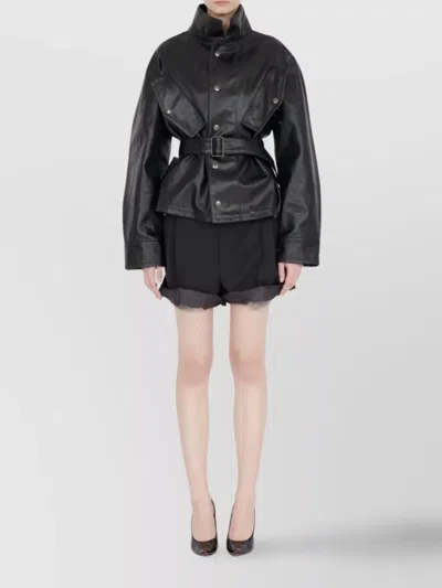 Maison Margiela Womens Black Belted Regular-fit Coated-cotton Jacket