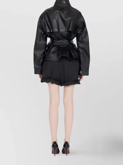 Maison Margiela Womens Black Belted Regular-fit Coated-cotton Jacket