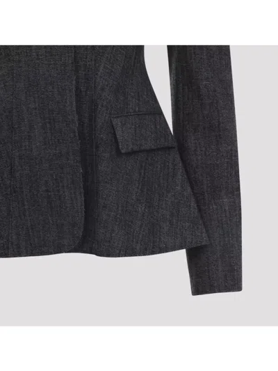 Alberta Ferretti Tailored Jacket With Flap Pockets And Lapel In Gray