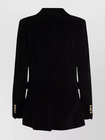 Circolo 1901 Double-breasted Velvet Jacket Featuring Pockets In Black