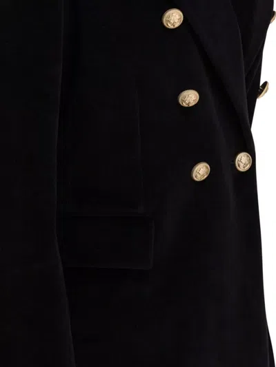 Circolo 1901 Double-breasted Velvet Jacket Featuring Pockets In Black