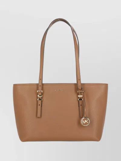 Michael Michael Kors Double Handle Shoulder Bag With Gold Hardware In Brown