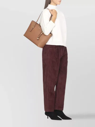 Michael Michael Kors Double Handle Shoulder Bag With Gold Hardware In Brown