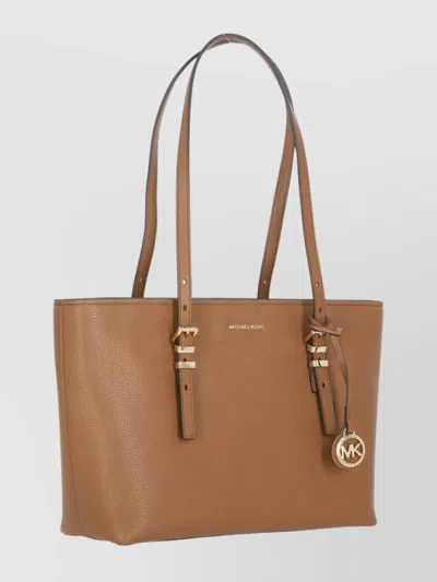 Michael Michael Kors Double Handle Shoulder Bag With Gold Hardware In Brown