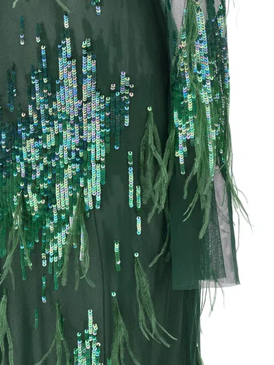 Pinko Dress With Sequins And Feathers In Animal Print