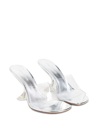 Amina Muaddi Metallic Open-toe Sandals With Sculptural Heel In White