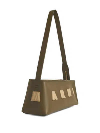 Marni Museo Baguette Bag In Green Leather In Green