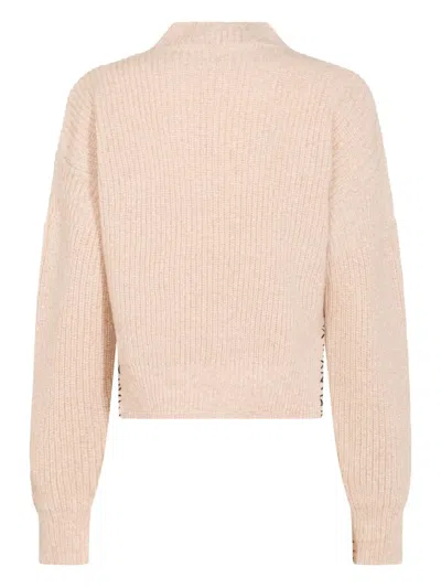 Marni Asymmetrical Turtleneck Sweater With Ribbed Texture In Animal Print