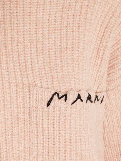 Marni Asymmetrical Turtleneck Sweater With Ribbed Texture In Animal Print