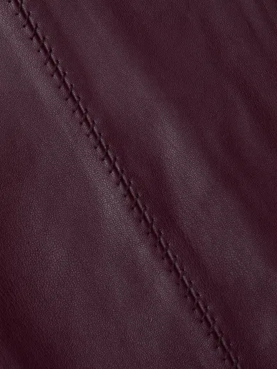L'agence Arlette Whipstitch Vegan Leather Midi Skirt In Burgundy
