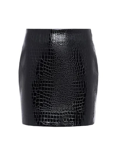 L'agence Gerard Croc-embossed Faux Leather Mini Skirt In Black