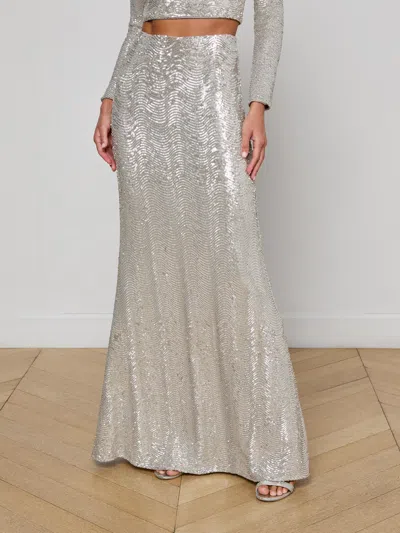 L'agence Zeta Sequin Maxi Skirt In Neutral