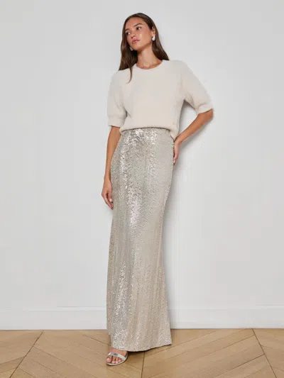 L'agence Zeta Sequin Maxi Skirt In Neutral