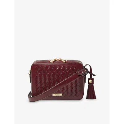 Aspinal Of London Womens Interlock-weave Leather Camera Bag Burgundy