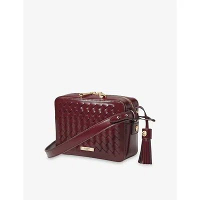 Aspinal Of London Womens Interlock-weave Leather Camera Bag Burgundy