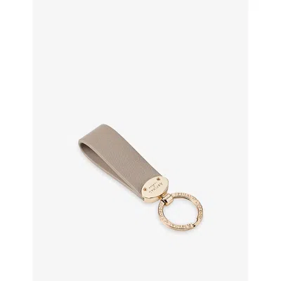Aspinal Of London Womens Oval Loop Leather Keyring Taupe In Gray