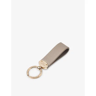 Aspinal Of London Womens Oval Loop Leather Keyring Taupe In Gray